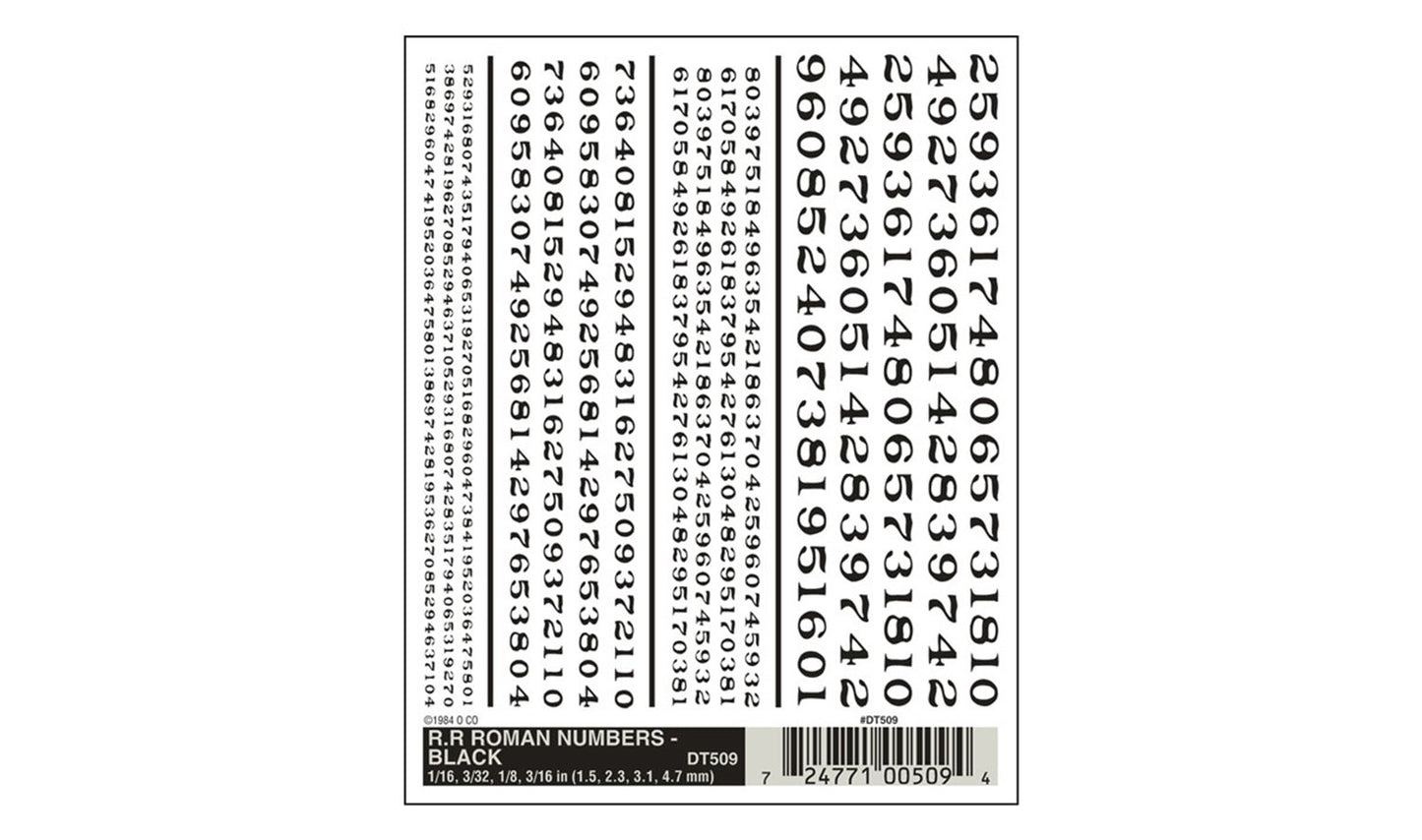 WOODLAND SCENICS - Decals - R.R. Roman Numbers - Black