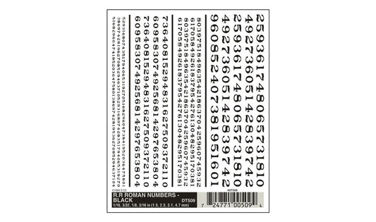 WOODLAND SCENICS - Decals - R.R. Roman Numbers - Black