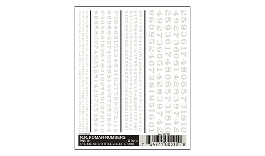 WOODLAND SCENICS - Decals - R.R. Roman Numbers - White