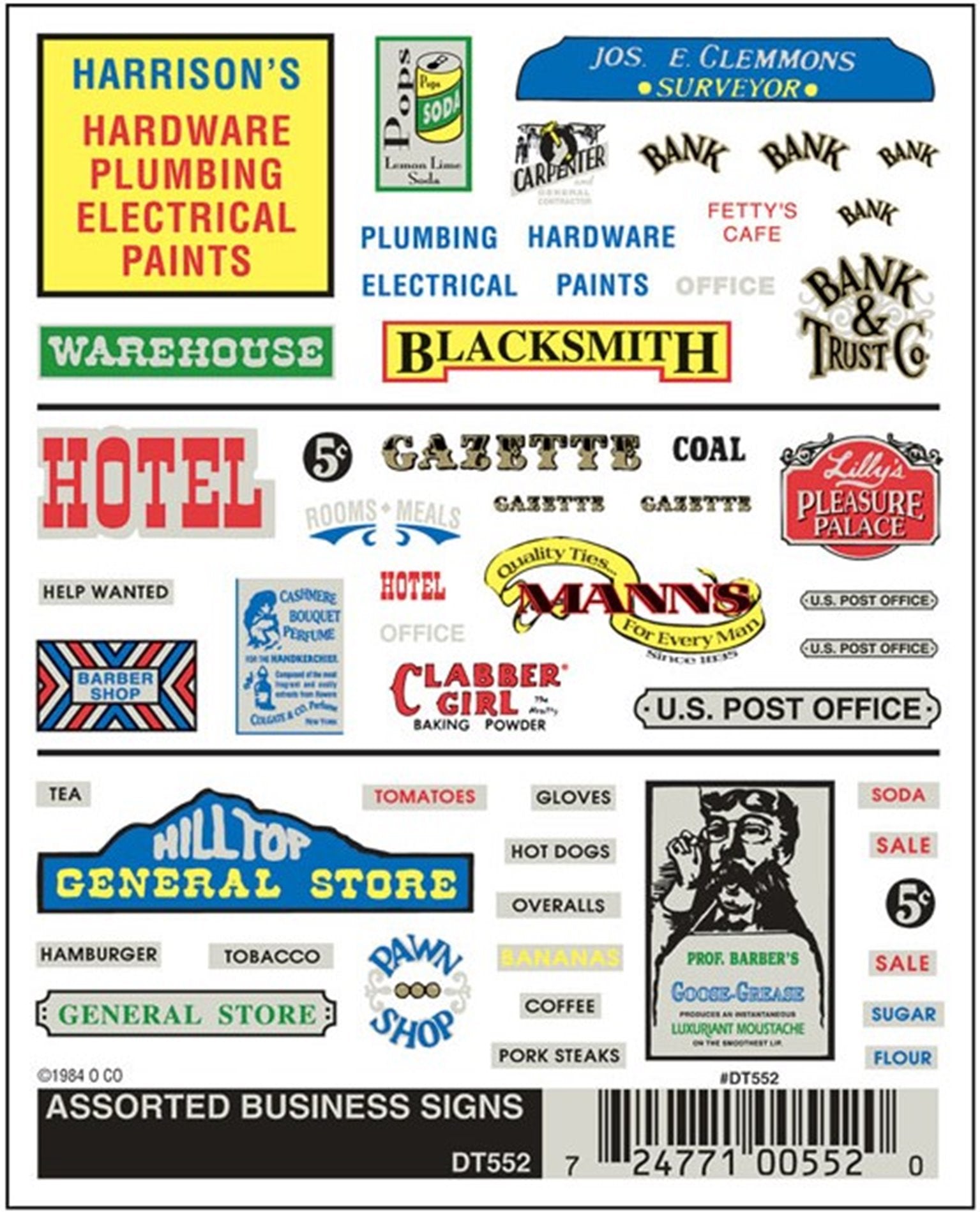 WOODLAND SCENICS - Decals -  Assorted Business Signs