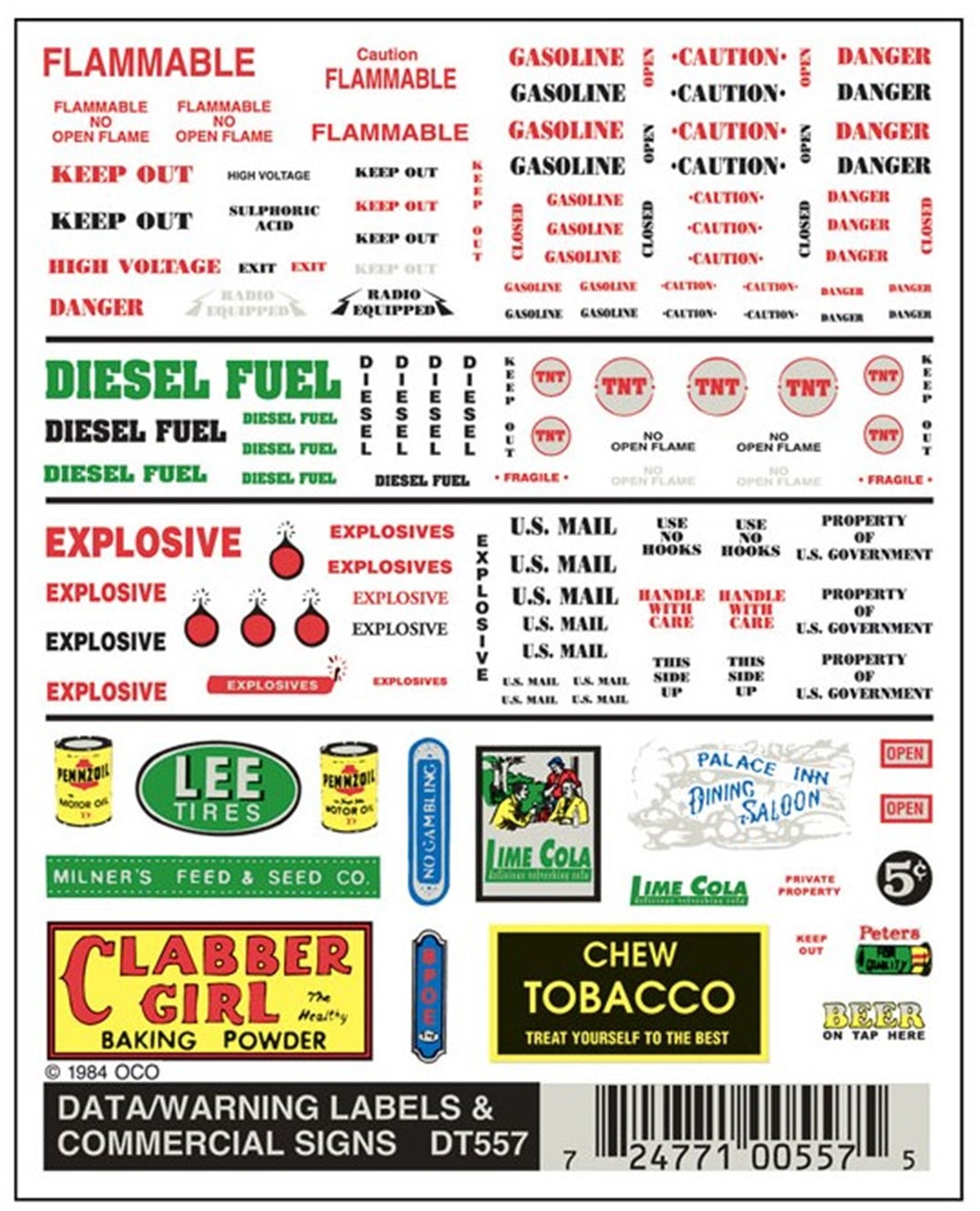 WOODLAND SCENICS - Decals -  Data Warning Label & Commercial Signs