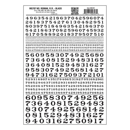 Number Roman. R.R Black Transfer Decals