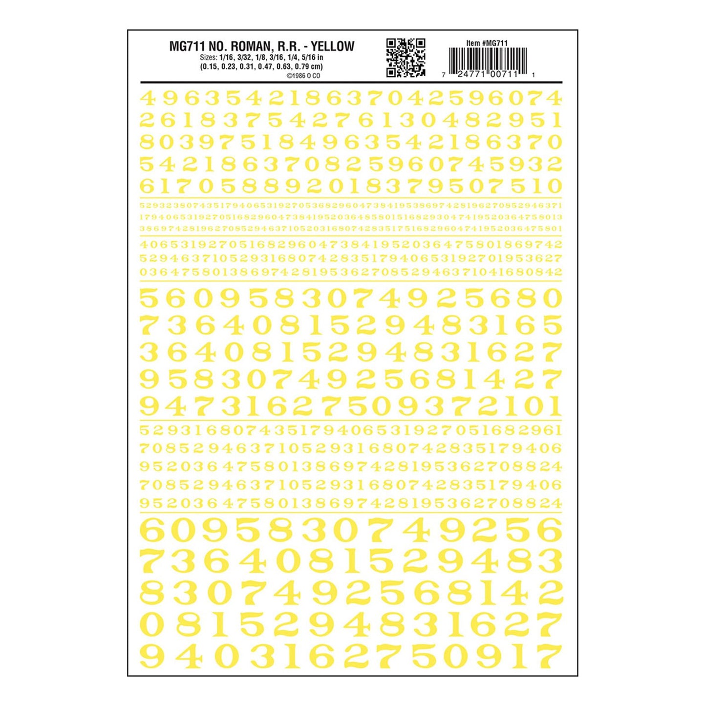 Number Roman. R.R Yellow Transfer Decals