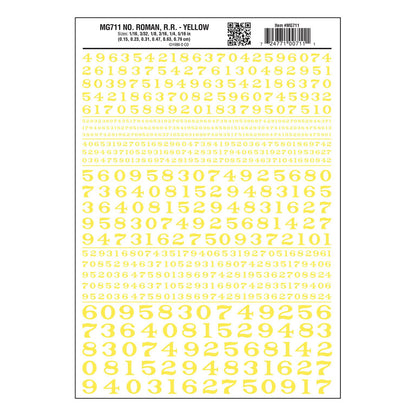 Number Roman. R.R Yellow Transfer Decals