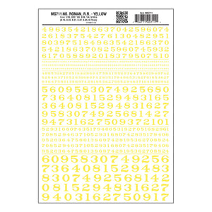 Number Roman. R.R Yellow Transfer Decals