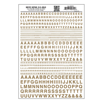 Gothic, R.R - Gold Dry Transfer Decals