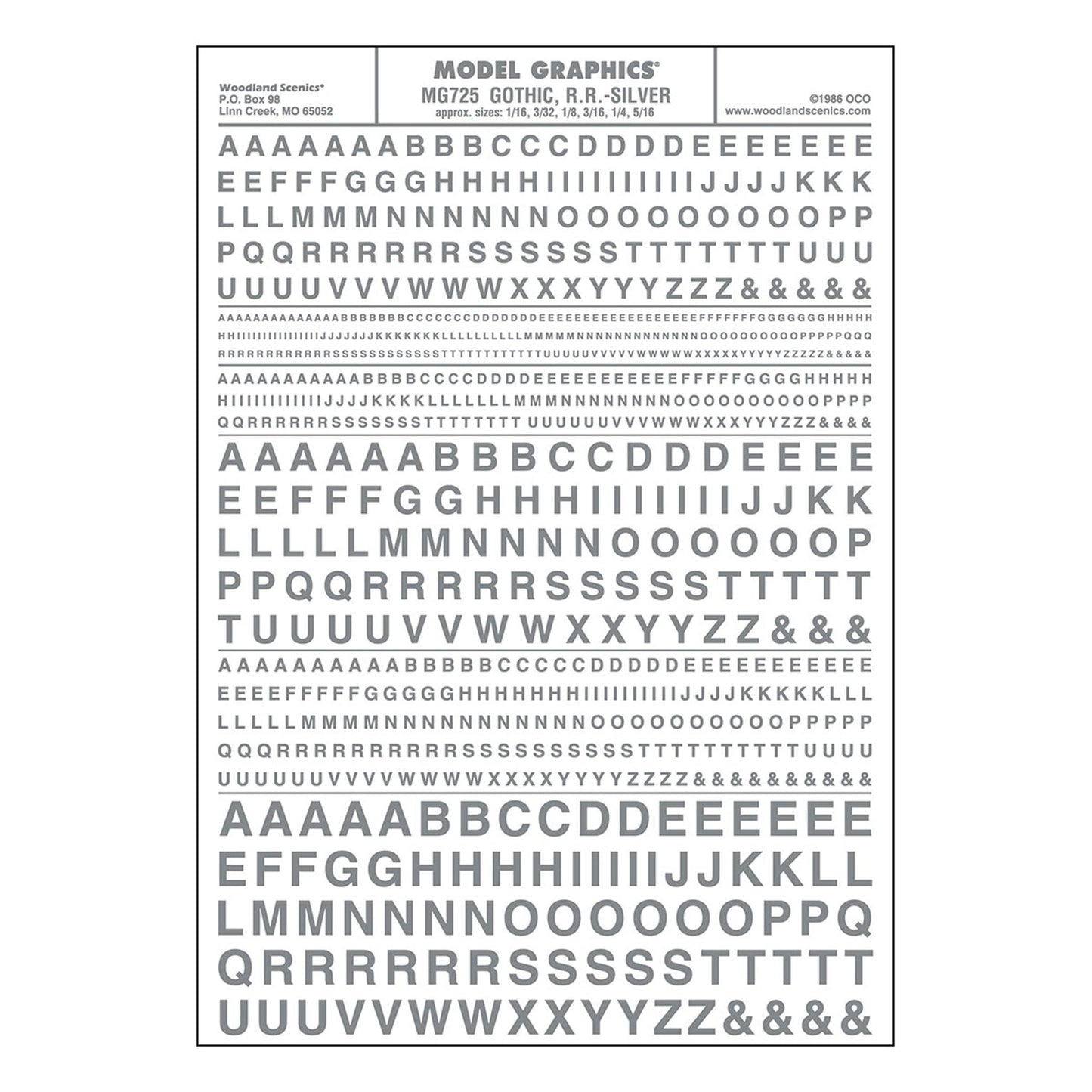 Gothic, R.R - Silver Dry Transfer Decals