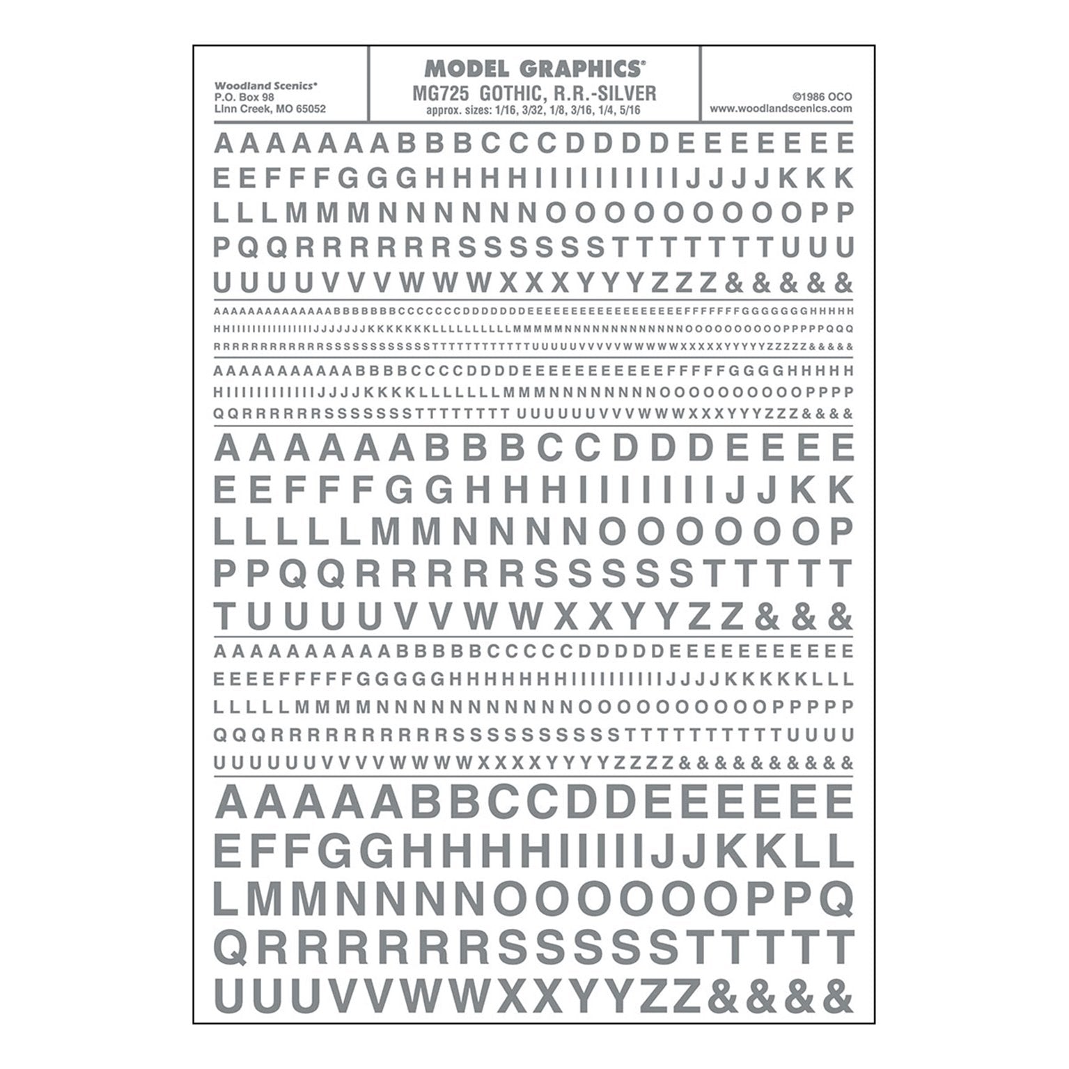 Gothic, R.R - Silver Dry Transfer Decals