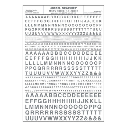 Gothic, R.R - Silver Dry Transfer Decals