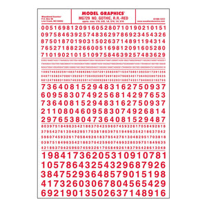 Numbers Gothic, R.R - Red Dry Transfer Decals