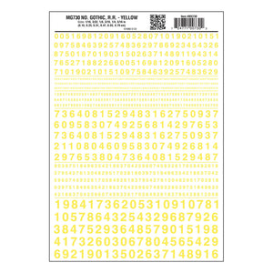 Number Gothic, R.R - Yellow Dry Transfer Decals