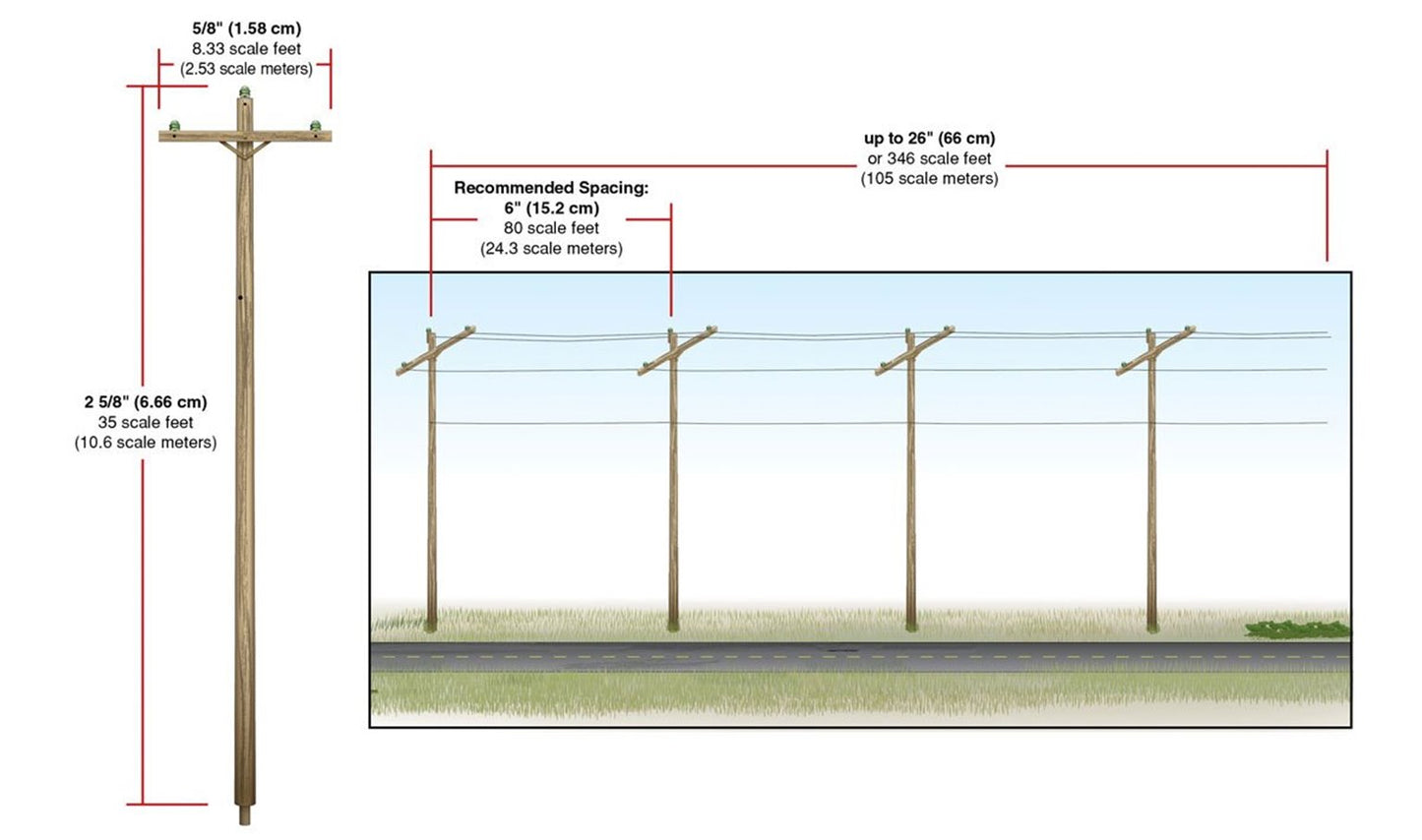 US2250 Utility System Wired Poles Single Crossbar