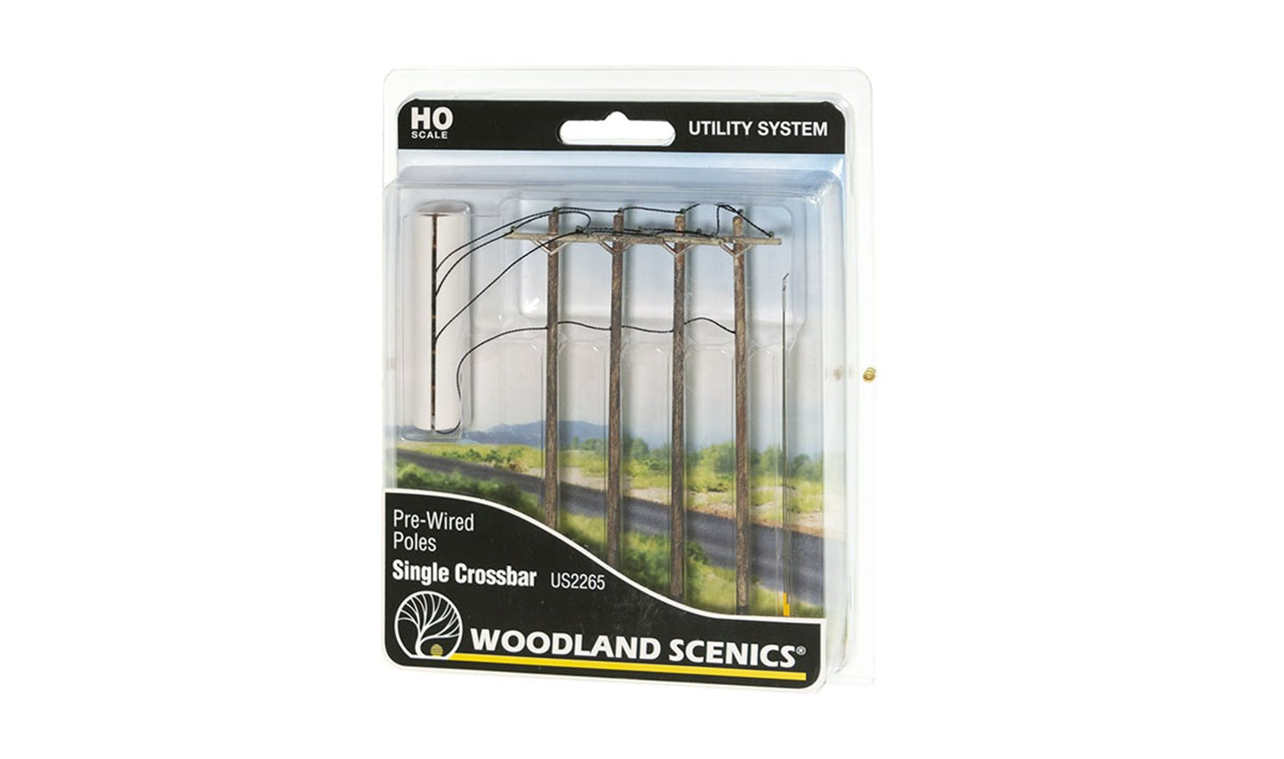 Pre-Wired Poles - Single Crossbar - HO Scale