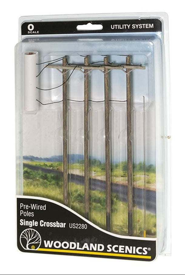 Pre-Wired Poles - Single Crossbar - O Scale