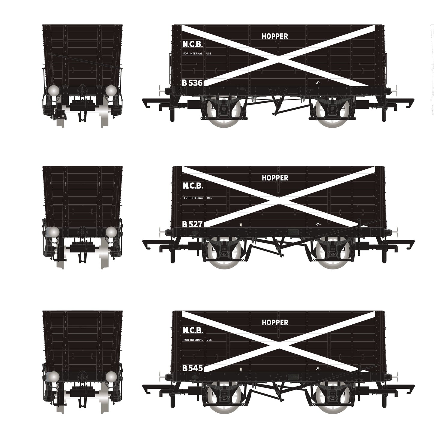 NER 20t Hopper - P7 Hopper - NCB Black, with white cross - Triple Pack