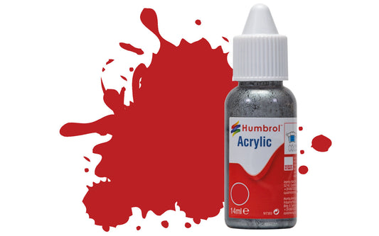 HUMBROL ACRYLIC DROPPER BOTTLE - No 60 Scarlet - Matt   - 14ml