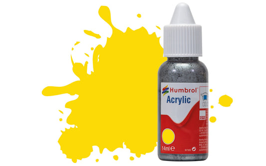 HUMBROL ACRYLIC DROPPER BOTTLE - No 69 Yellow - Gloss   - 14ml