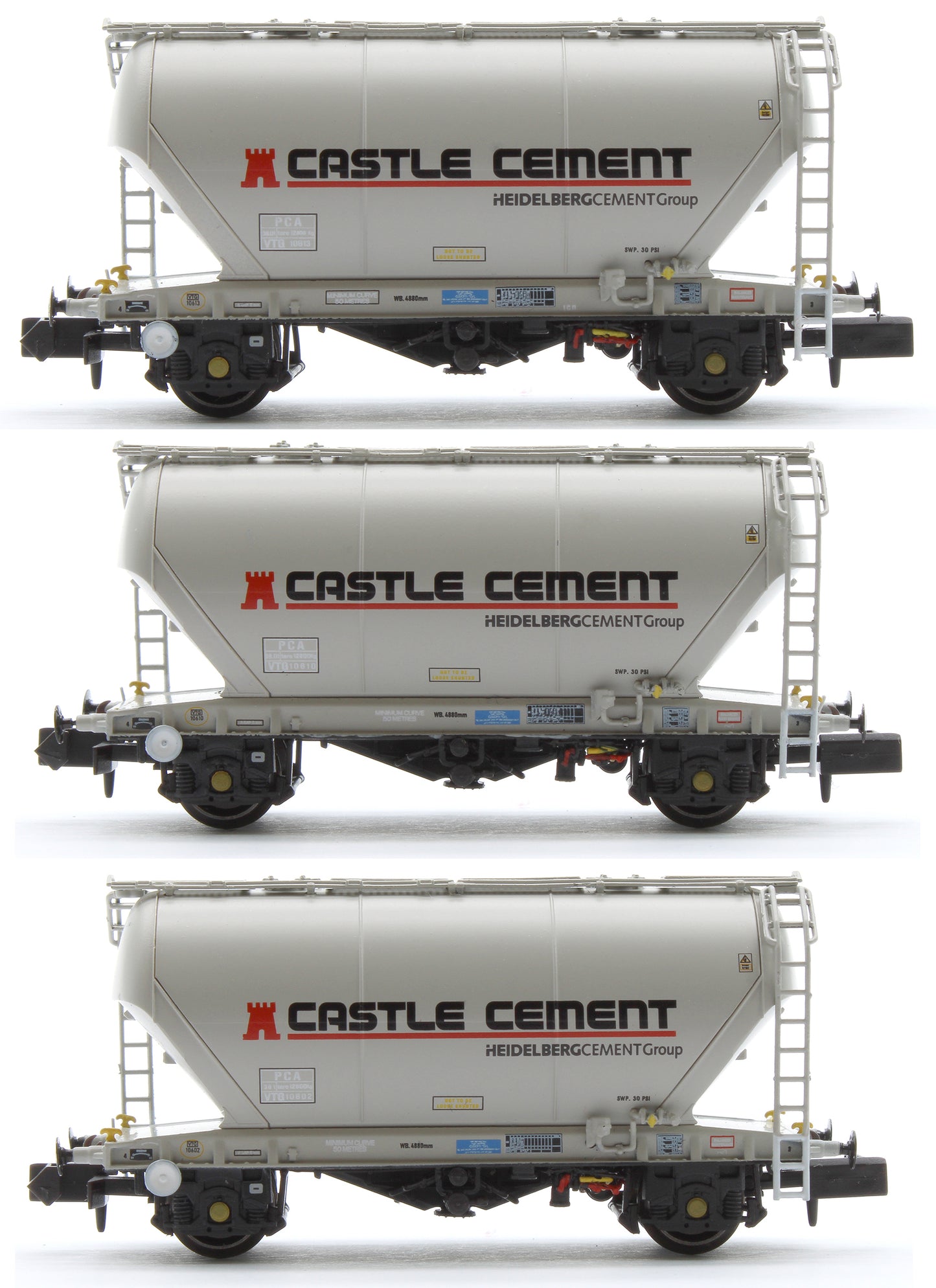 Set of 3 Castle Cement PCA Bulk Cement Wagons (Pack L)