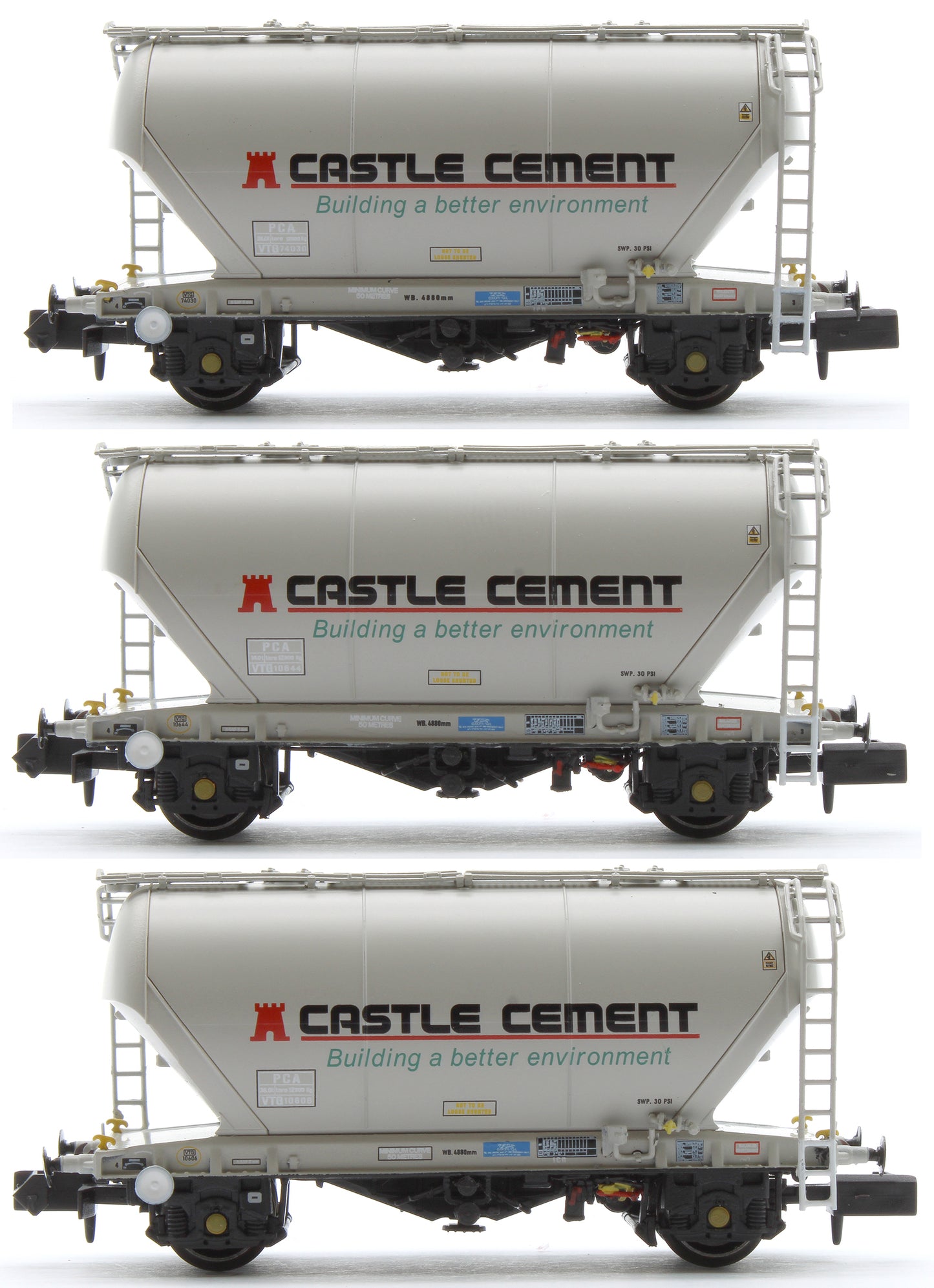 Set of 3 Castle Cement PCA Bulk Cement Wagons (Pack K)