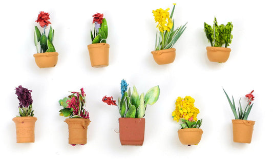 Flowers In Pots Set A 9pcs