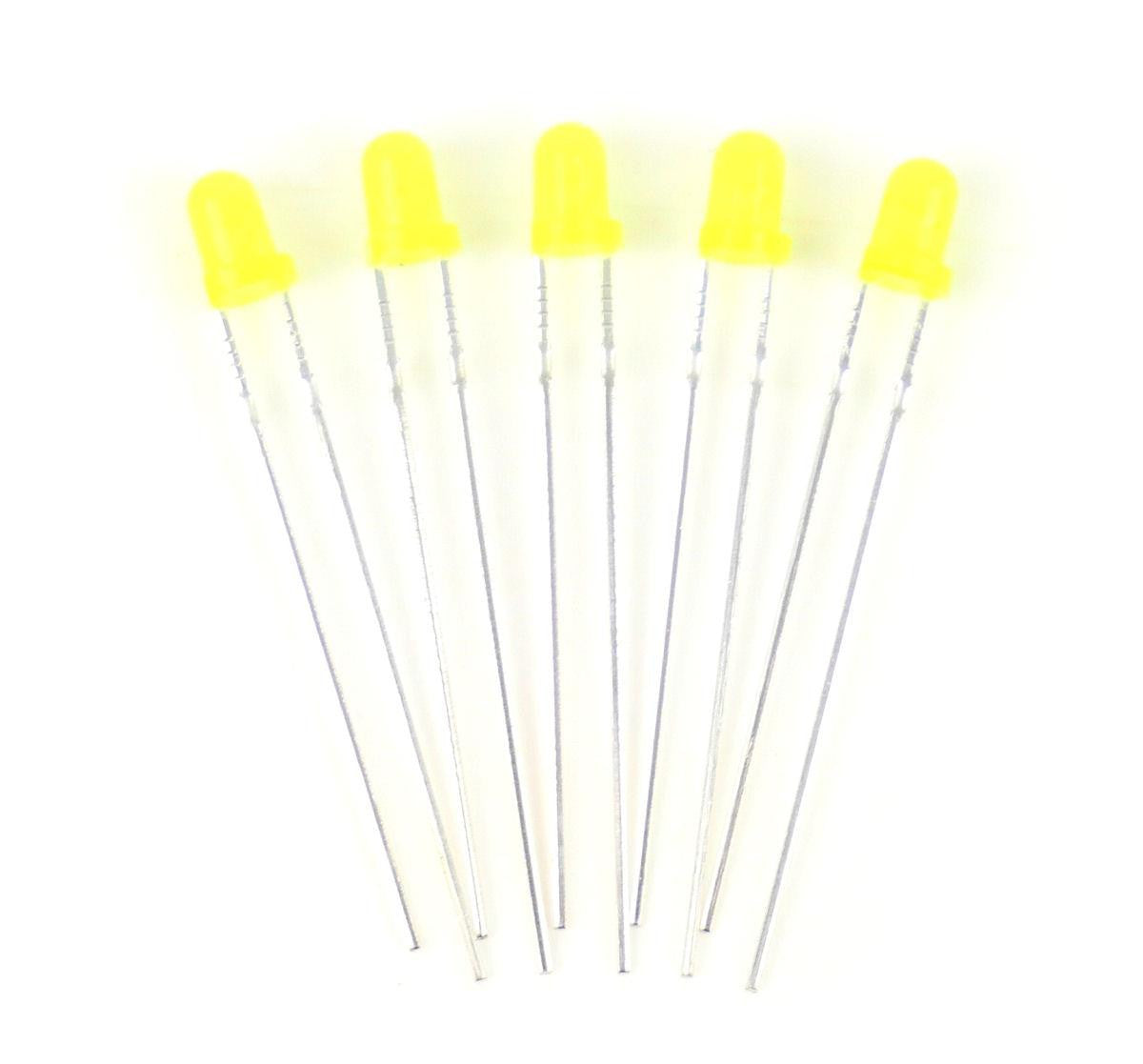 Yellow 3mm 12v LEDs (5)