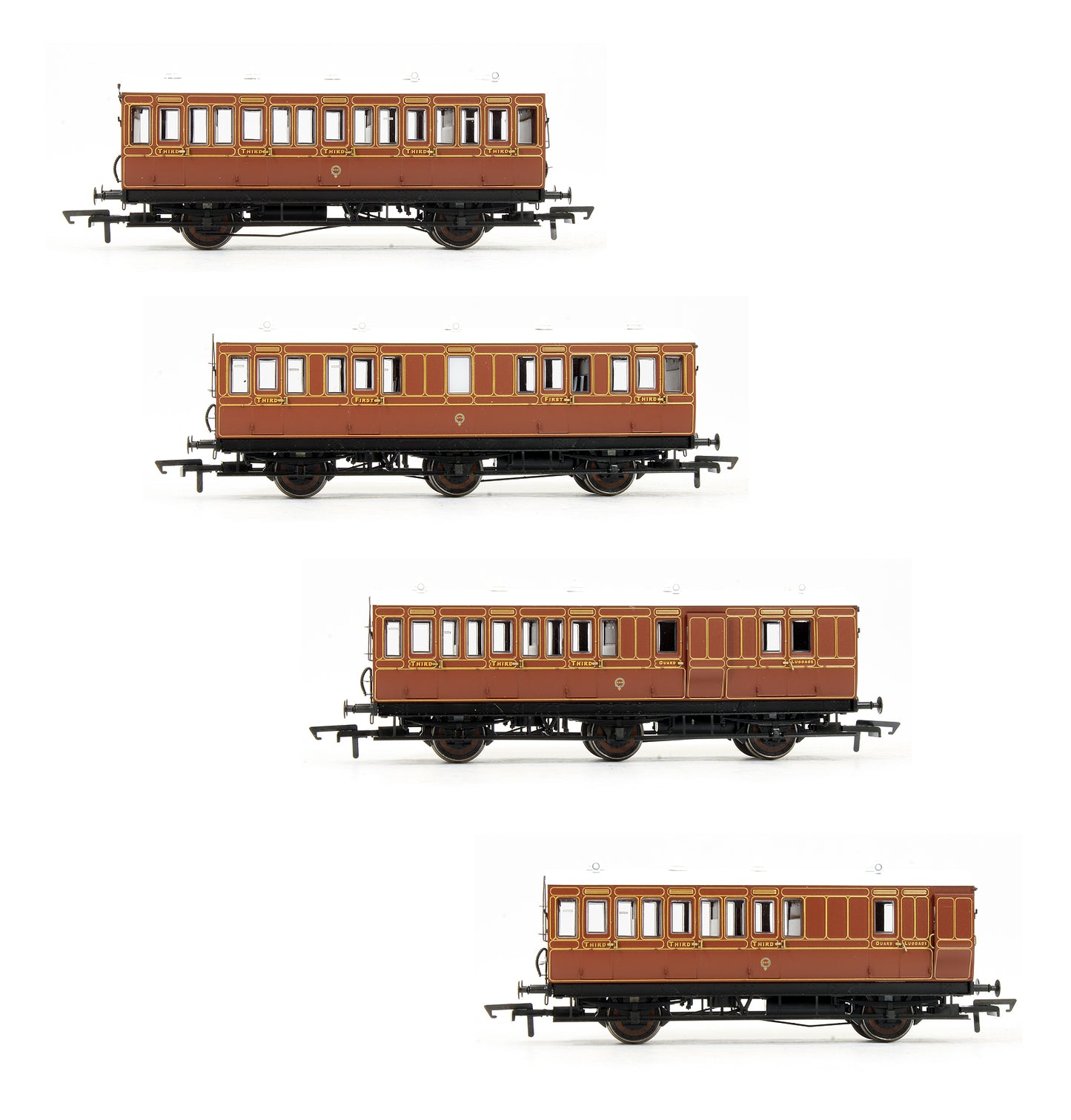 Pre-Owned Pack of 4 LBSCR Umber (4BT, 6CL, 4T, 6BT) Passenger Coaches