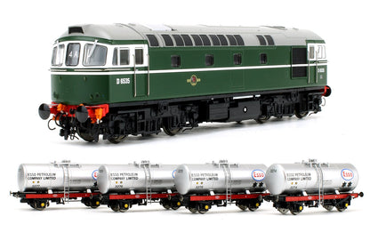 Class 33 D6535 BR Green Locomotive with 4x 1960s silver ESSO 'A' tank wagons