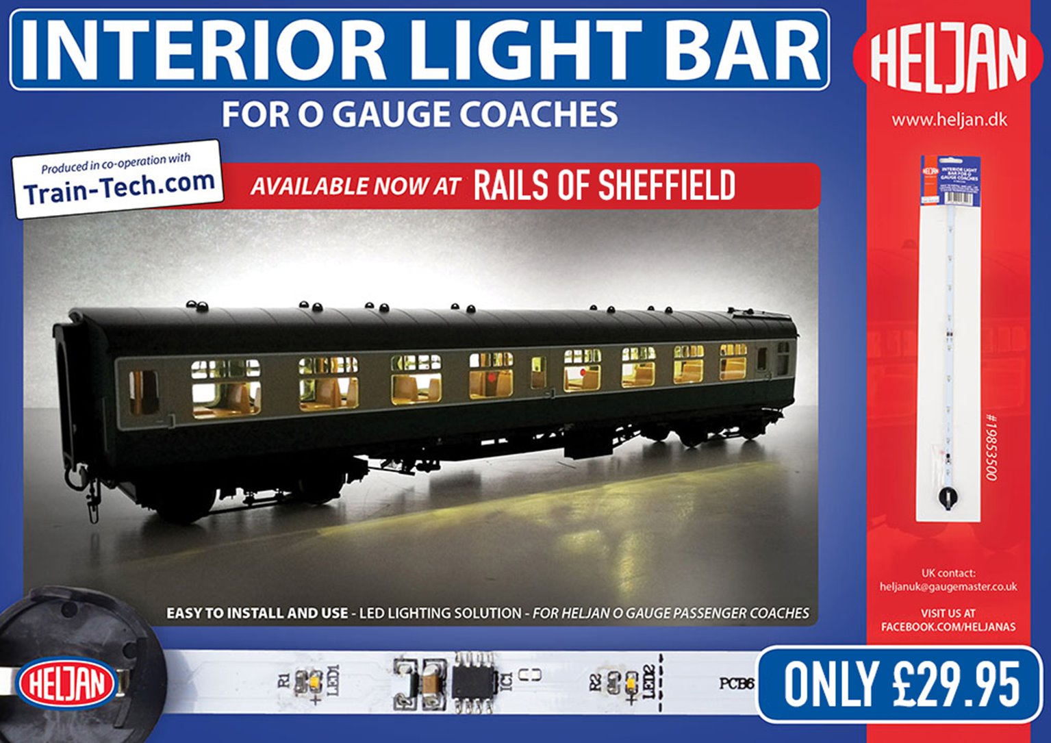 Interior LED Light Bar for O Gauge Coaches