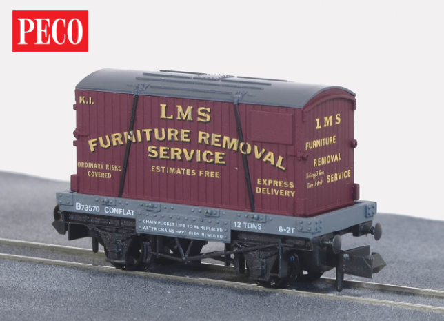 LMS Furniture Removals Conflat Wagon with Container