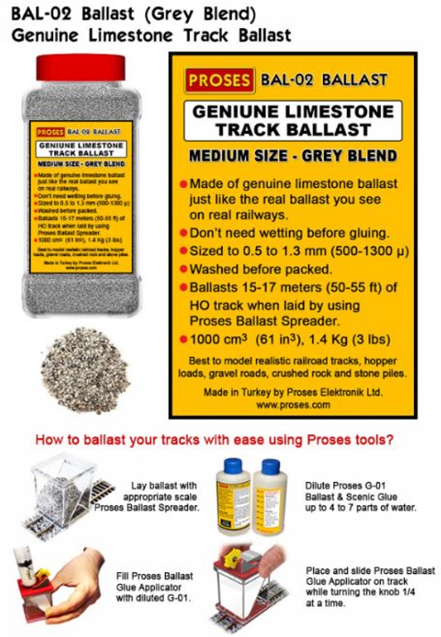 1.4 Kg (3 lbs) Authentic Limestone Ballast HO/OO (Grey Blend)