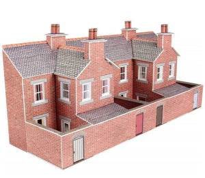 PN176 N Scale Low Relief Red Brick Terraced House Backs