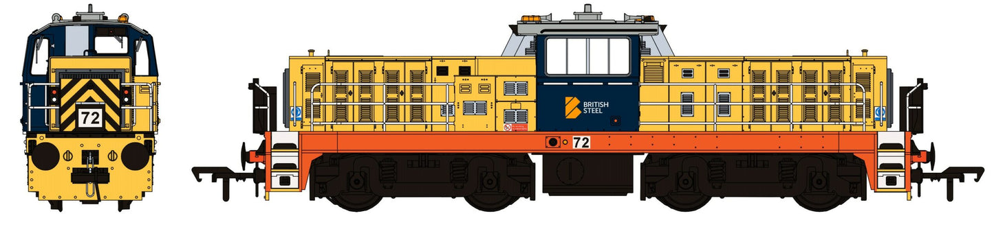 Hunslet Bo-Bo in British Steel Yellow/Blue No.72 Diesel Locomotive - DCC Fitted