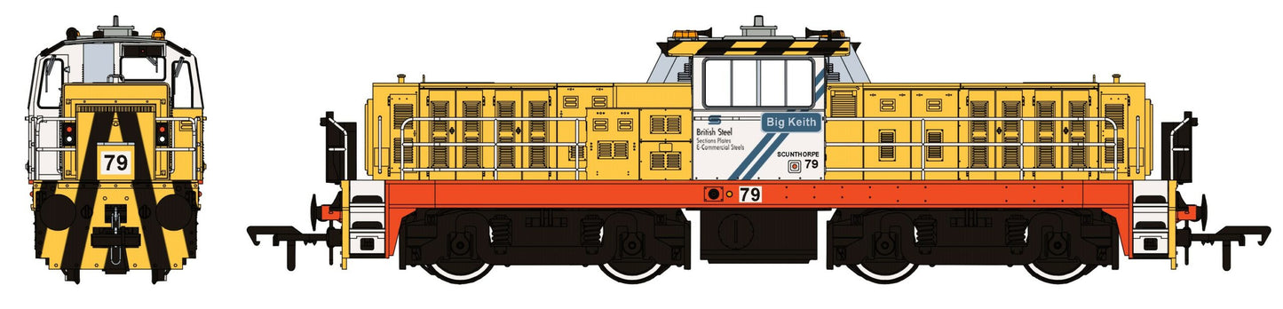 Hunslet Bo-Bo in British Steel Yellow/White "Big Keith" No.79 Diesel Locomotive - DCC Fitted