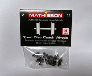 Pack of 8x 15mm Axle Disc Coach Wheels