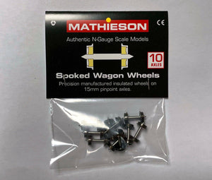 Pack of 10x 15mm Axle Spoked Wagon Wheels